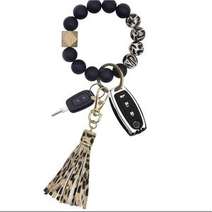 Key ring bracelet with Leather Tassel